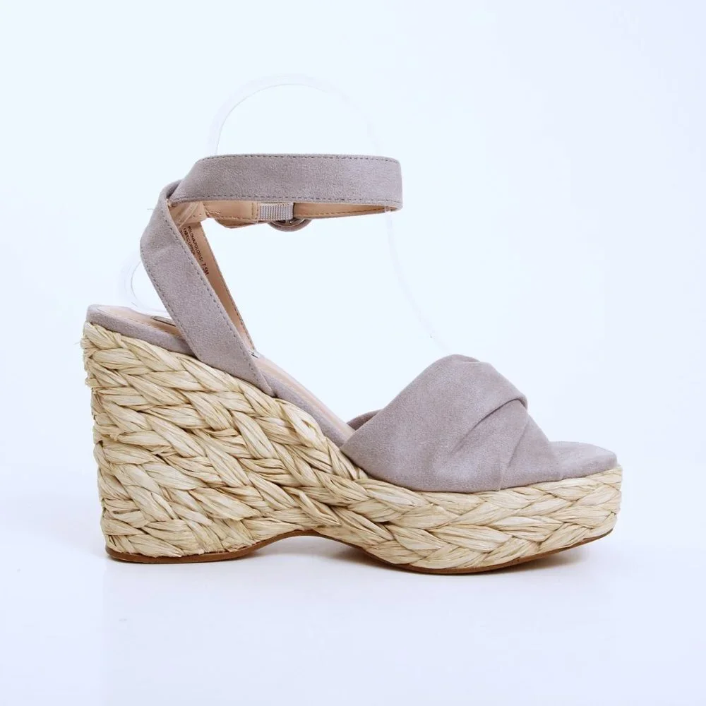 Steve Madden Poloma Textile Wedge Sandals Gray Women‎ Size 7.5